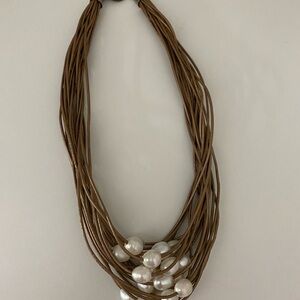 Leather look and Pearl necklace
